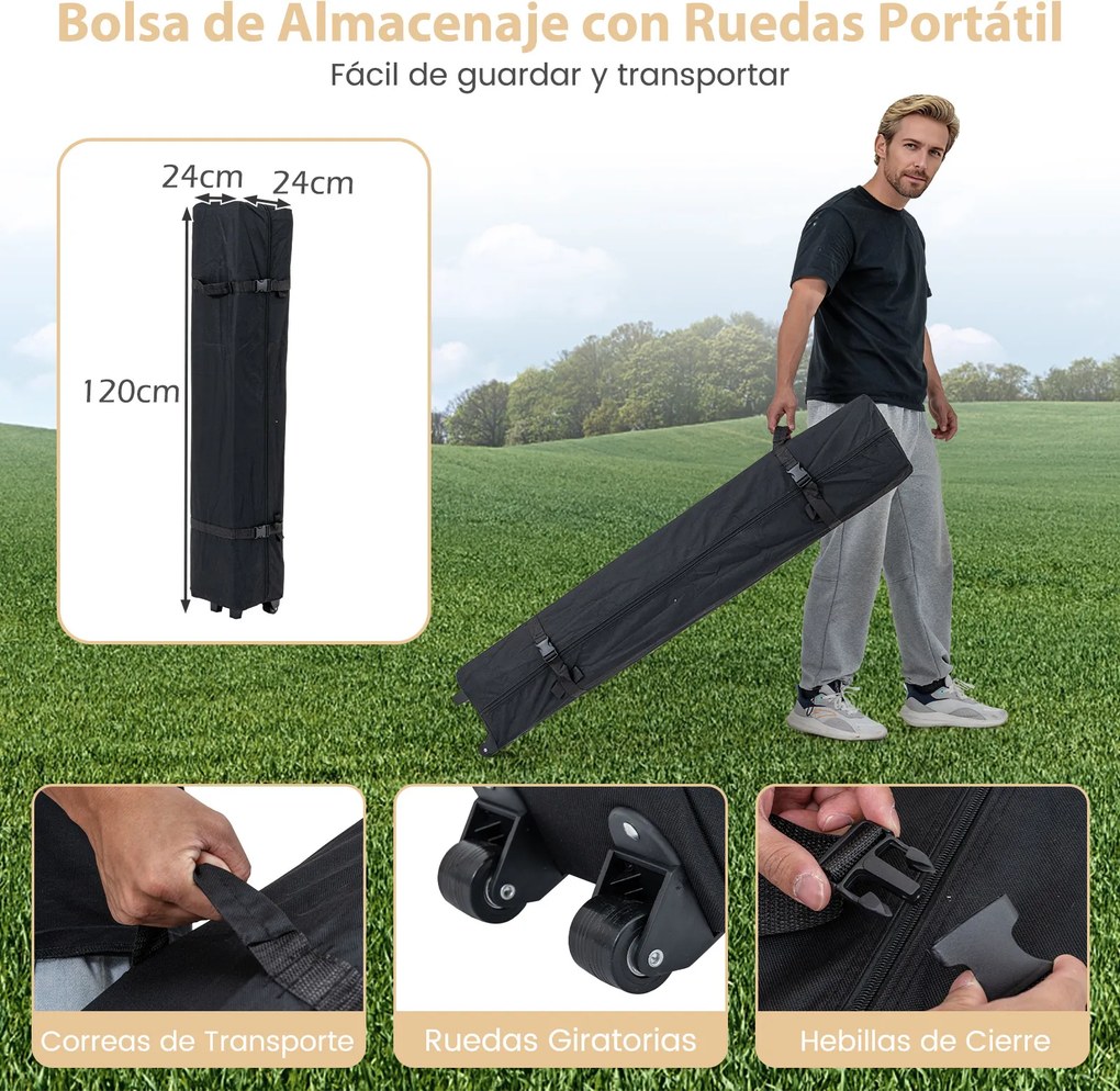 Tenda Pop up Dobrável 290 x 290 cm 4 x Sacos de areia e com 4 paredes laterais amovíveis e altura ajustável, feiras, eventos Branca