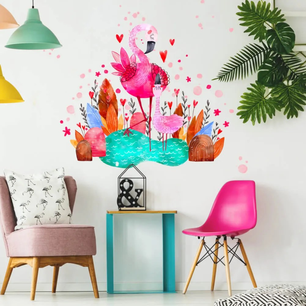 Autocolantes para quarto de criança - Flamingos