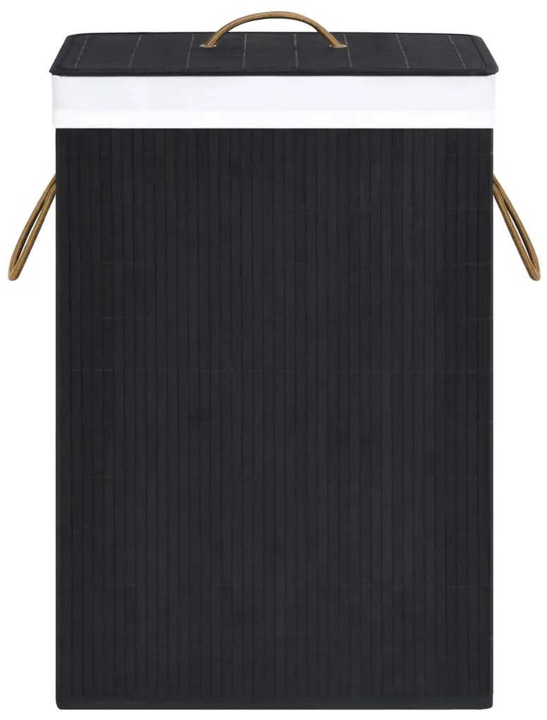 Cesto para roupa suja c/ secção única bambu preto