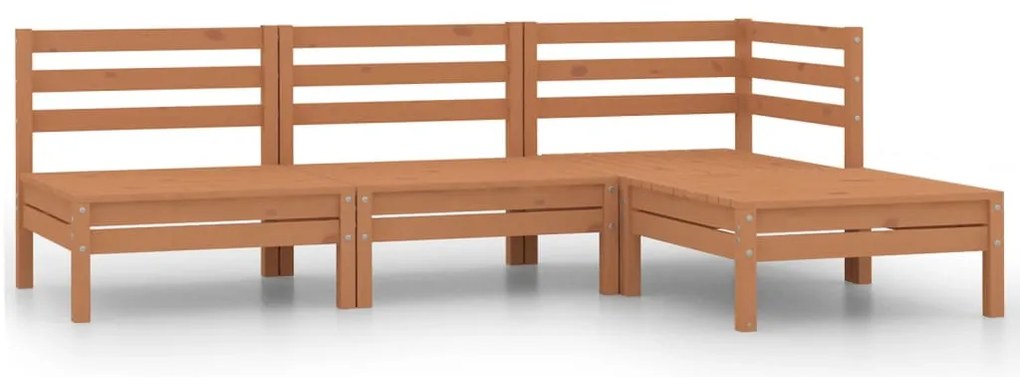 4 pcs conjunto lounge de jardim pinho maciço castanho mel