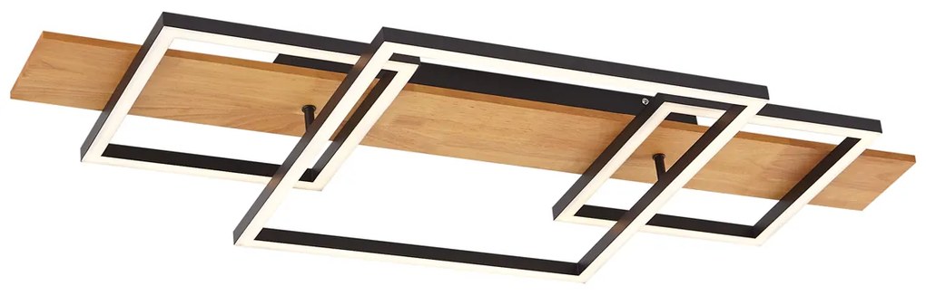 Plafon de design preto quadrado com LED regulável em 3 níveis e 3 luzes - Nimue