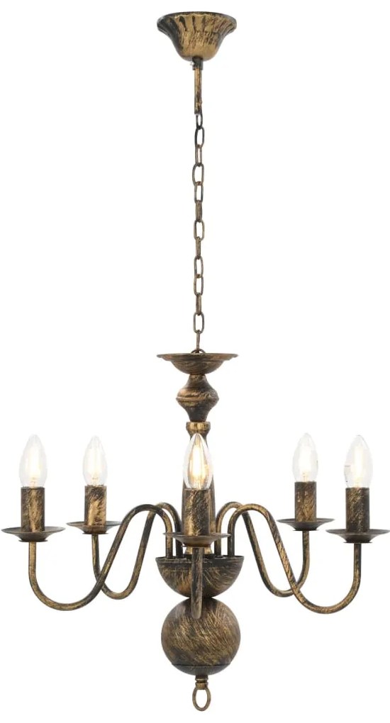 Lustre antigo de 5 lâmpadas E14 preto