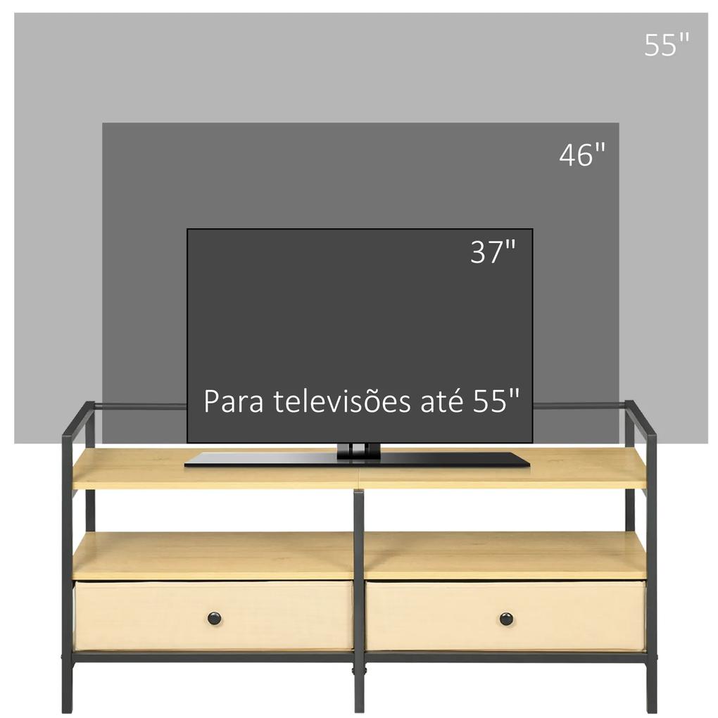 Móvel de TV para Televisores de até 55 Polegadas com 2 Gavetas de Tecido não Tecido 120x40x59 cm Carvalho e Preto