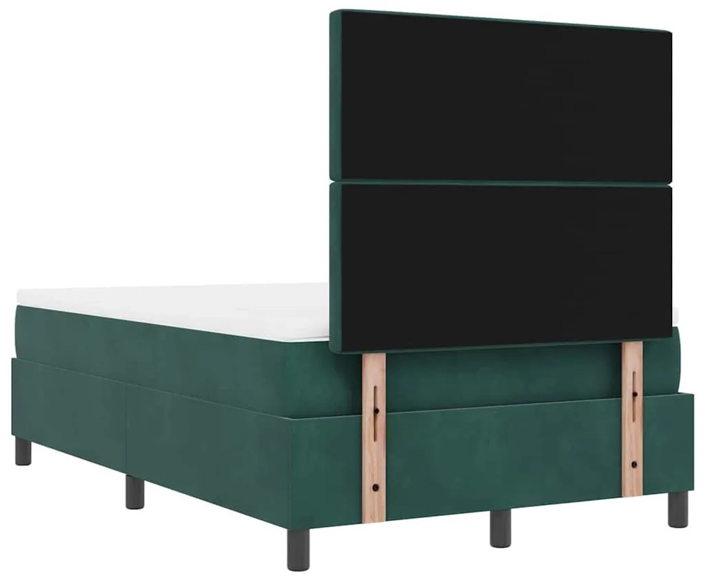 Cama Box com Colchão e Banco Verde Escuro 120x190 cm Veludo
