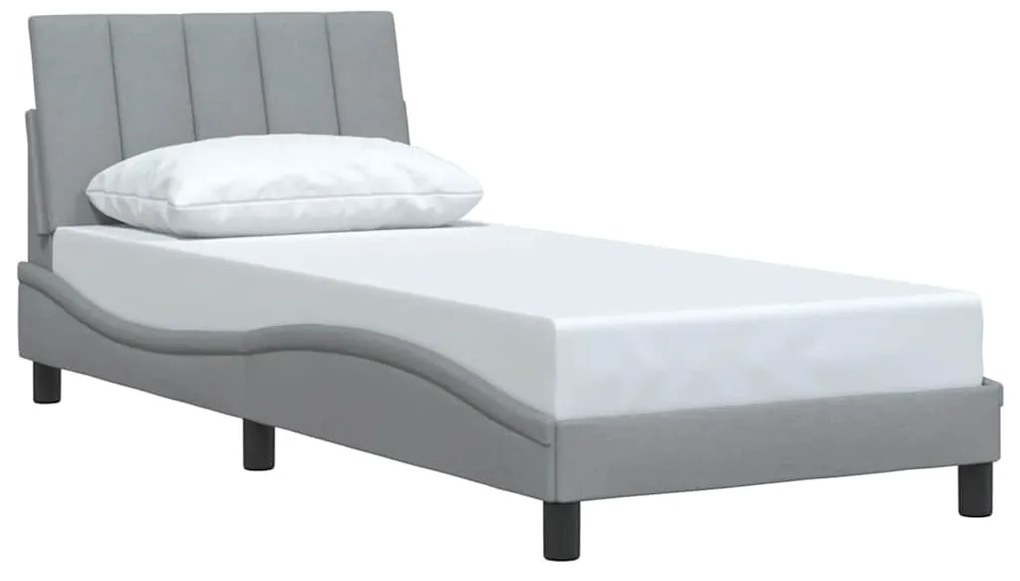 Estrutura de cama sem colchão 90x190 cm tecido cinzento-claro