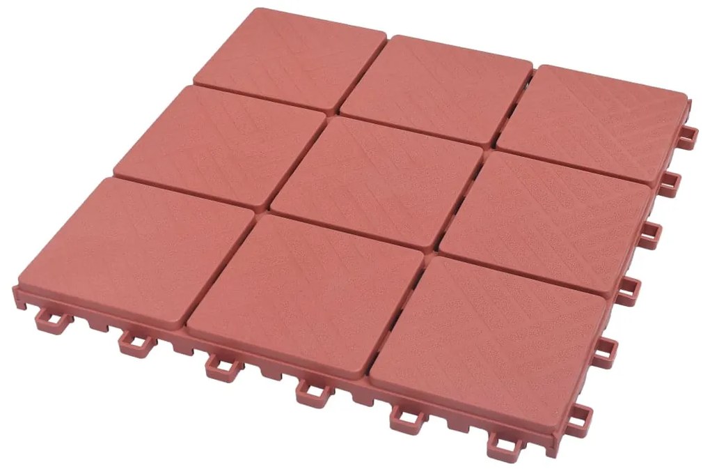 Ladrilhos de terraço 10 pcs 30,5x30,5 cm plástico vermelho