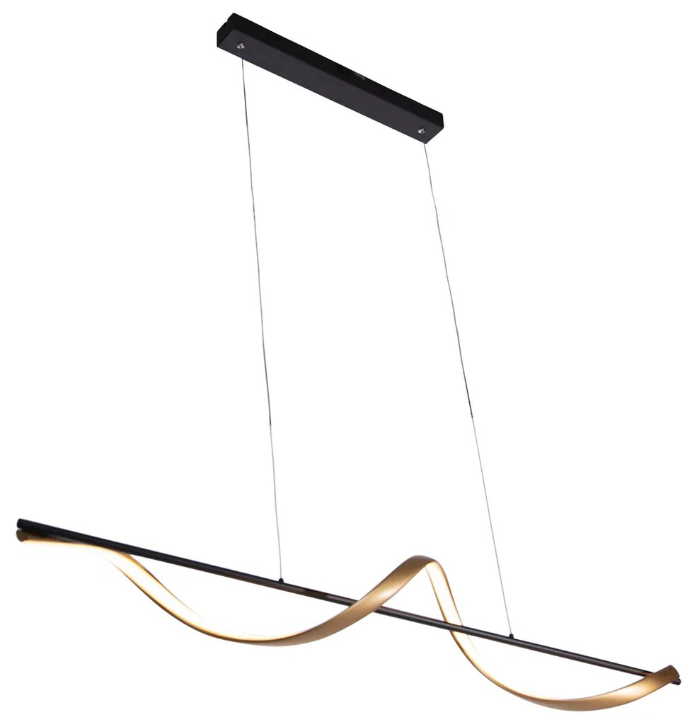 Candeeiro de suspensão inteligente cinzento escuro com dourado incl. LED regulável em Kelvin - Marianne Moderno