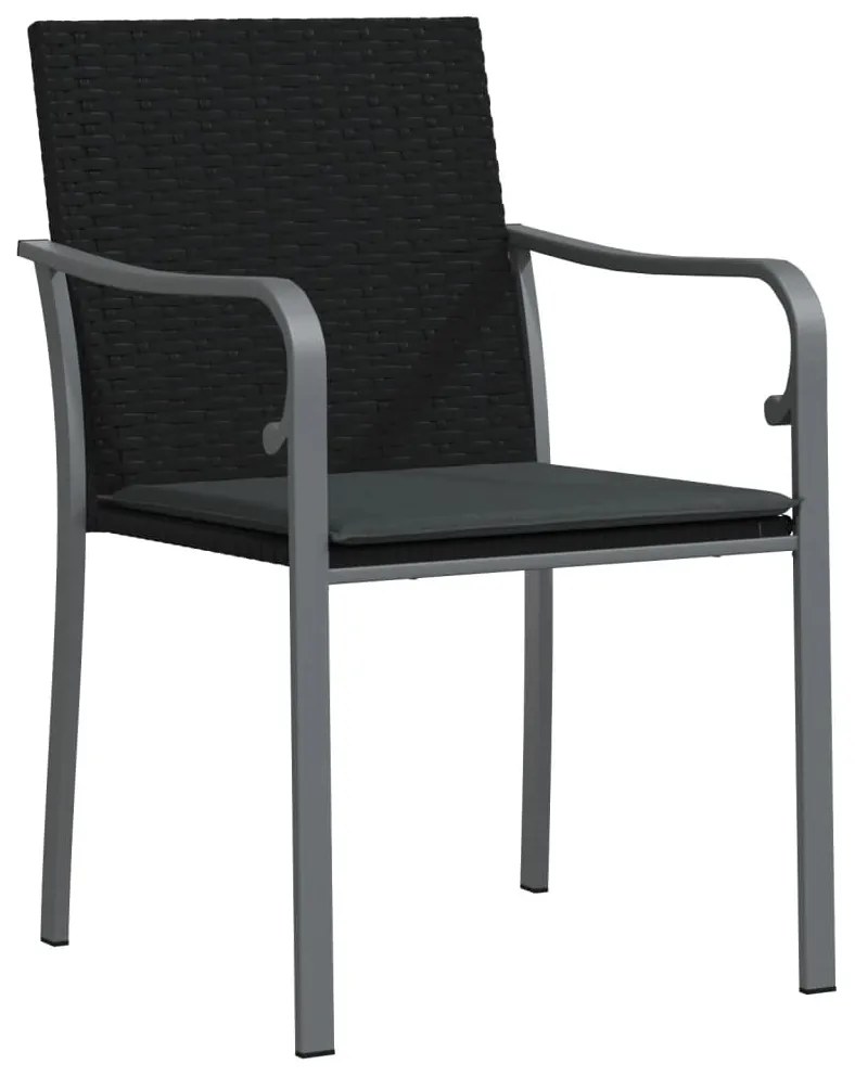 7 pcs conjunto de jantar p/ jardim c/ almofadões vime PE e aço