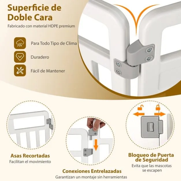 Parque para cães com 6 painéis de 81 cm com porta com fecho seguro e estacas para fixar no solo ideal para animais de estimação pequenos e médios bran