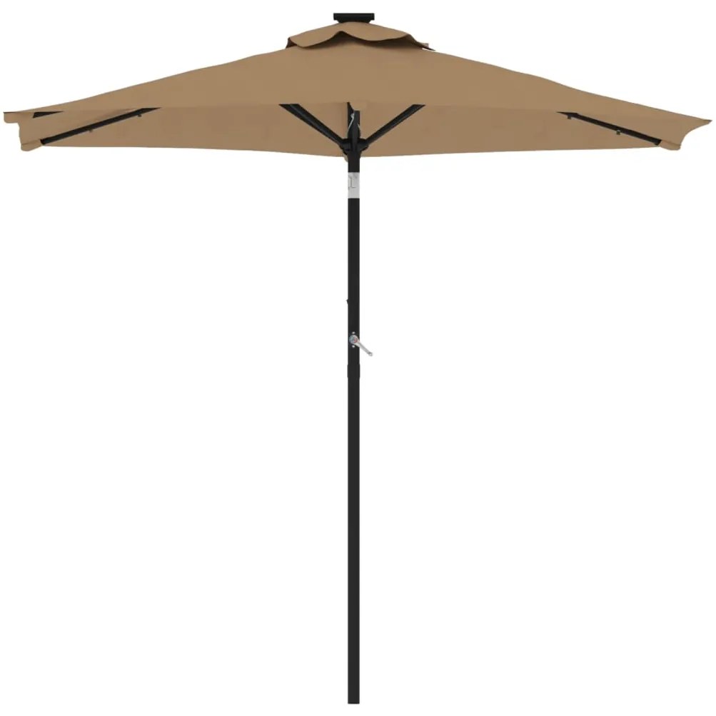 Guarda-sol jardim c/ LEDs e poste de aço 225x225x212 cm