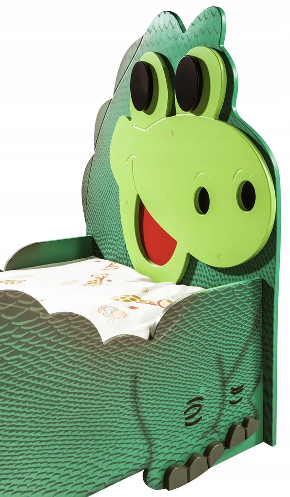 Cama para criança Animais Dinossauro Grande 205 x 97 x 120 cm, Oferta colchão e Estrado, confortável, capacidade de 100 kg  Verde