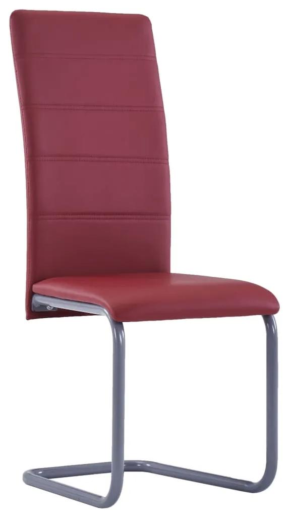 Cadeiras de jantar cantilever 4 pcs couro artificial vermelho