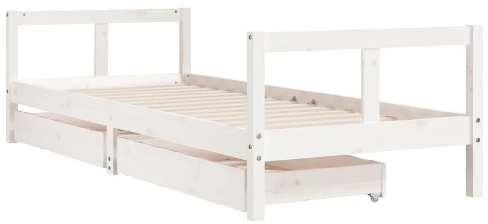 Estrutura cama infantil c/ gavetas 80x200cm pinho maciço branco