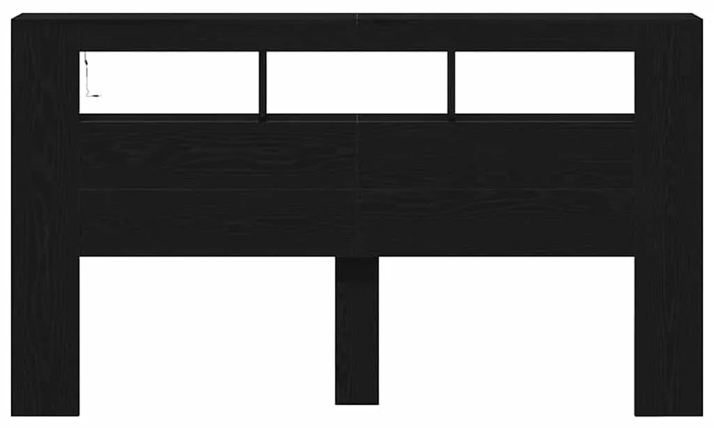 Cabeceira de Armazenamento vidaXL com Luzes LED Carvalho Preto 180x18,