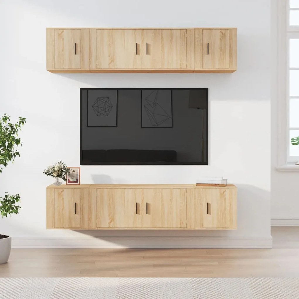 vidaXL Conjunto móveis de TV 6 pcs madeira processada carvalho sonoma