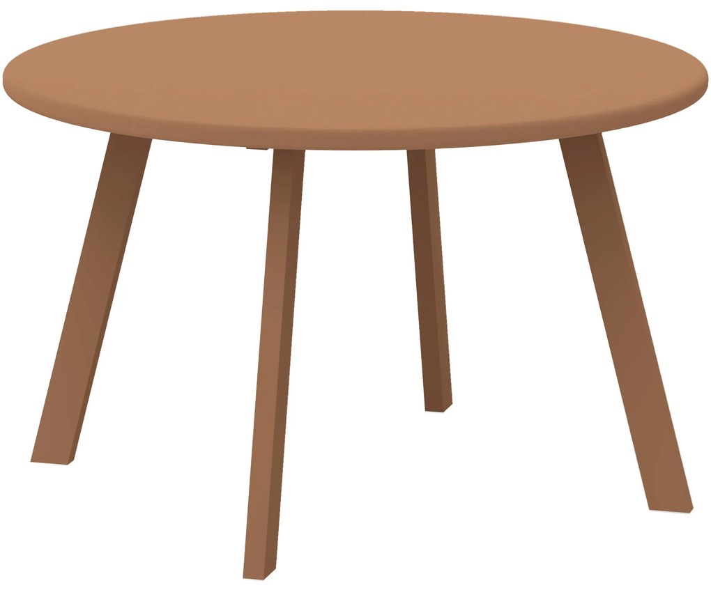 Outsunny Mesa de Café Pequena Redonda Mesa Lateral com Almofadas Antiderrapantes Estrutura em Metal para Jardim Ø 70x42 cm Laranja | Aosom Portugal