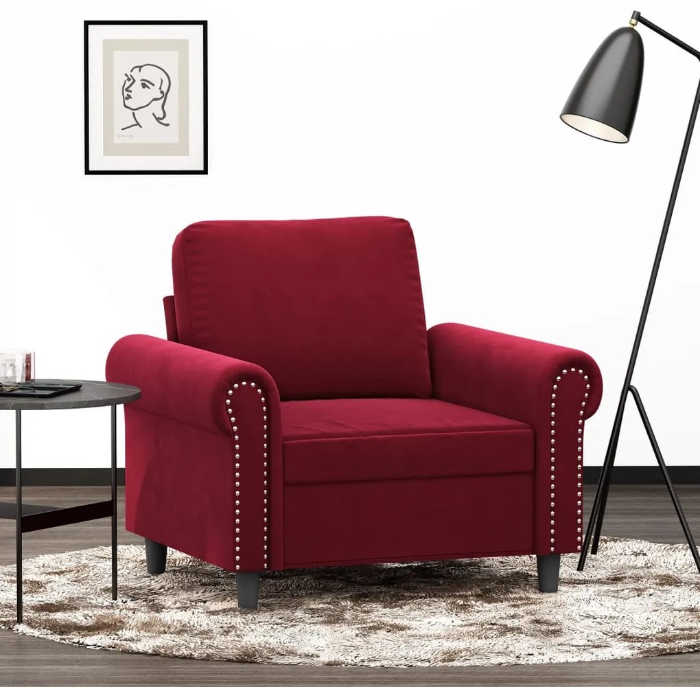 vidaXL Poltrona 60 cm veludo vermelho-tinto