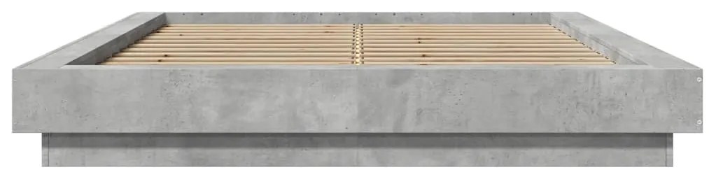 Estrutura cama c/ luzes LED derivados de madeira cinza-cimento