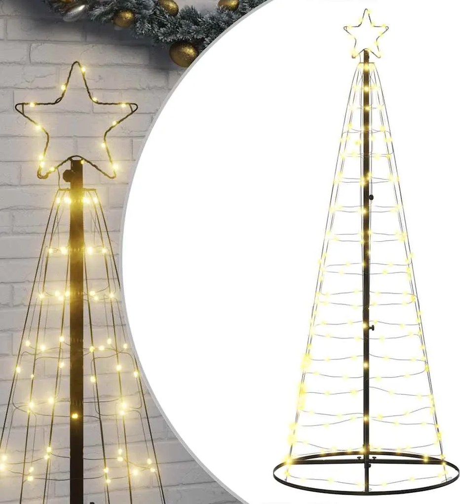 vidaXL LED Árvore de Natal 200 LEDs Branco Quente 180 cm