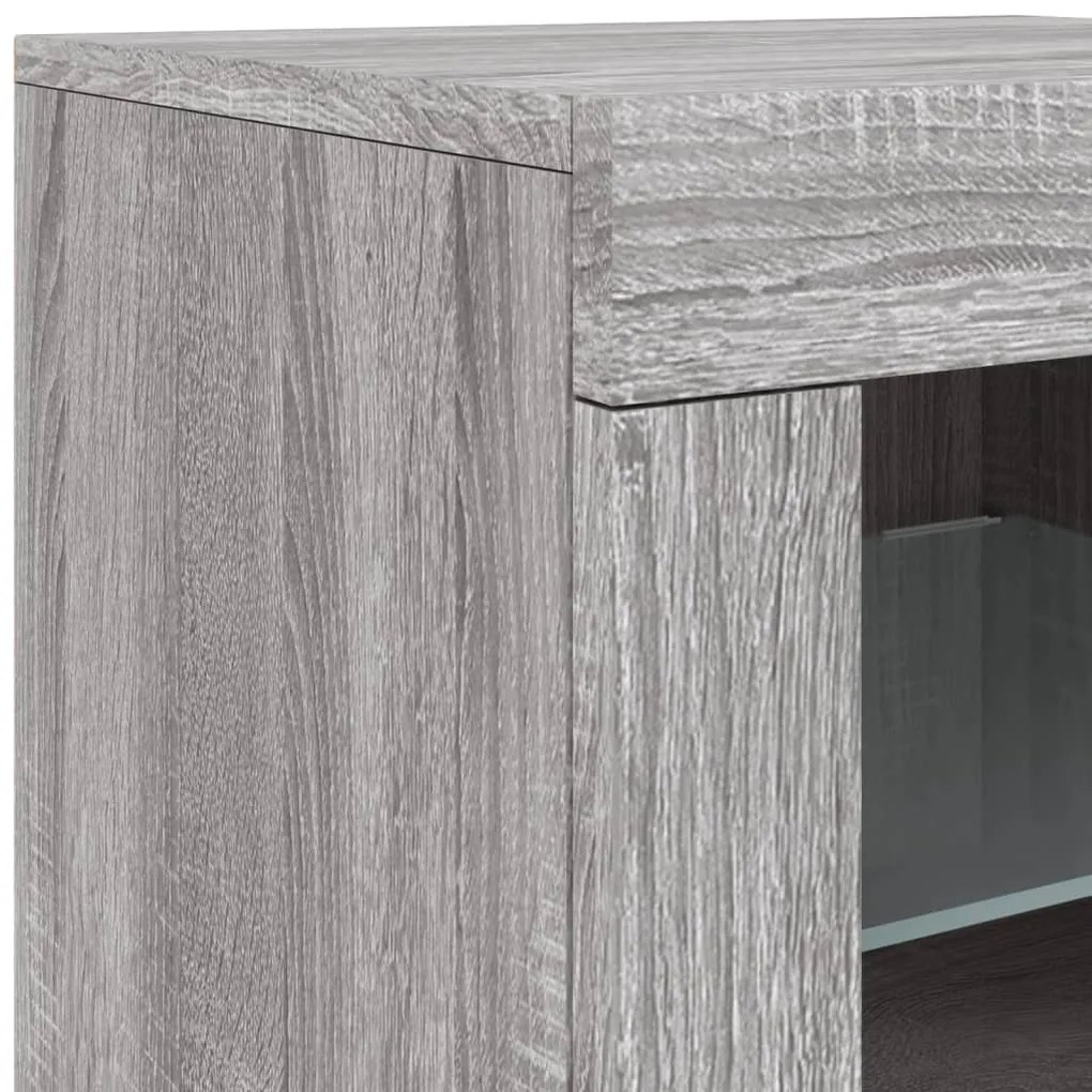 Aparador com luzes LED 283x37x67 cm cinzento sonoma