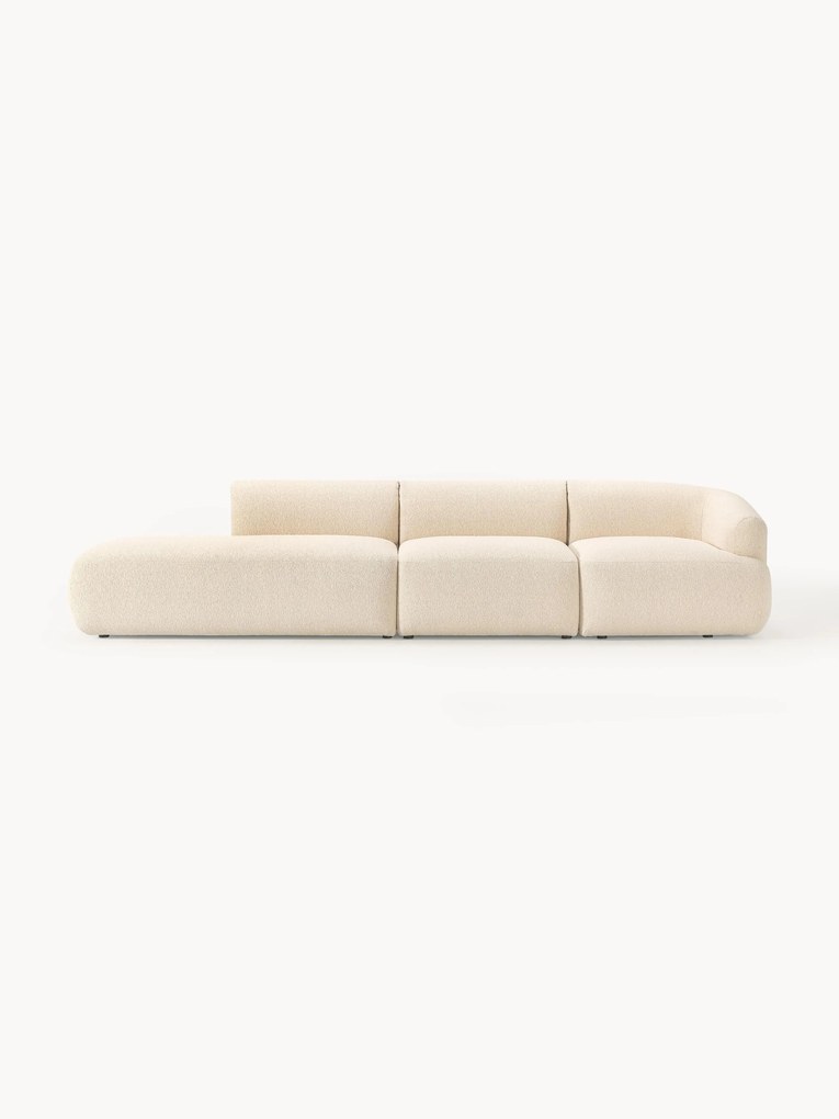 Módulo com chaise longue em bouclé Sofia (4 lugares)