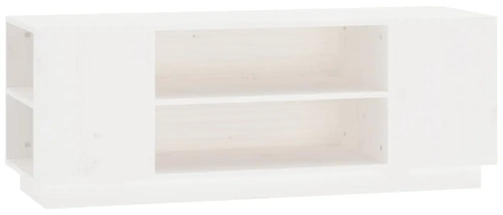 Móvel de TV 110x35x40,5 cm madeira de pinho maciça branco