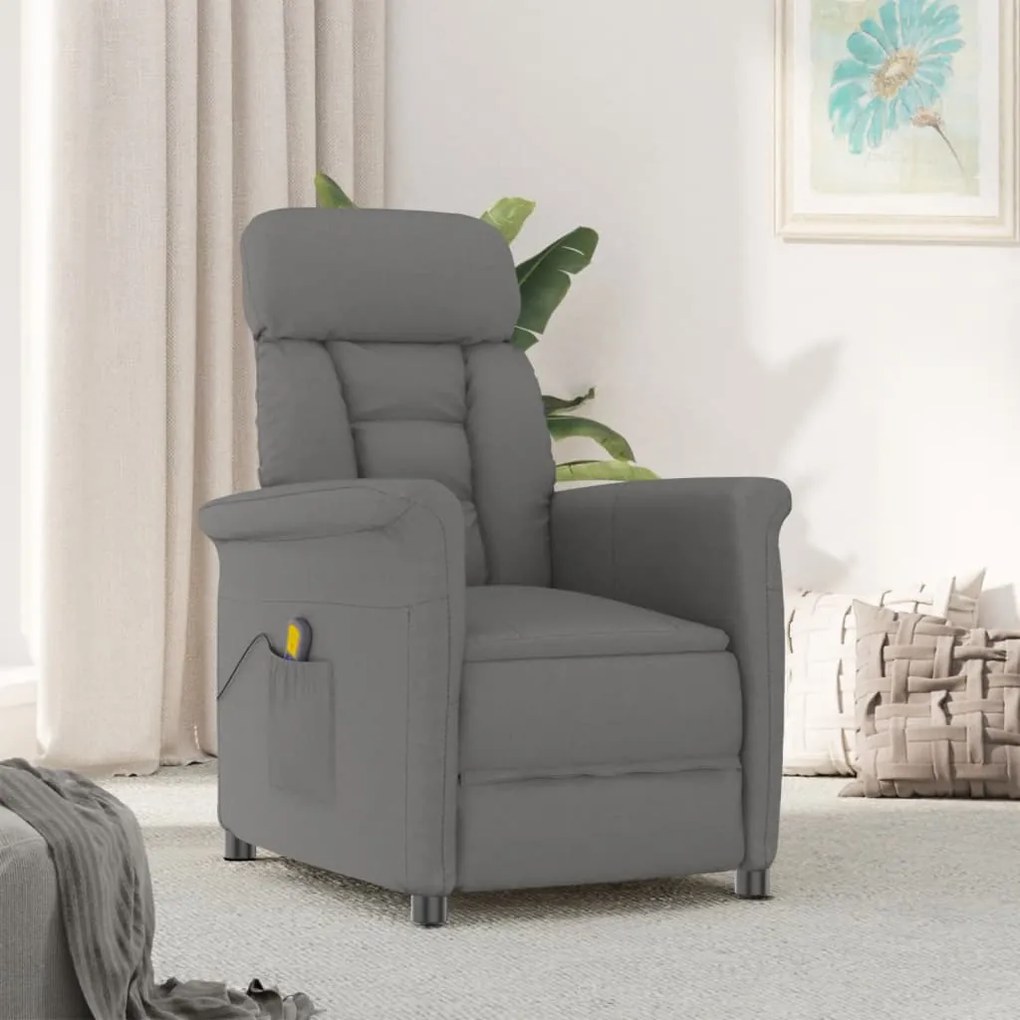 289773 vidaXL Poltrona massagens reclinável camurça artificial cinza-escuro