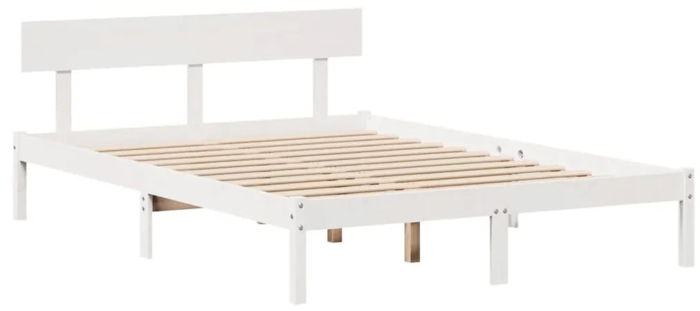 Cama sem colchão 140x200 cm madeira de pinho maciça branco