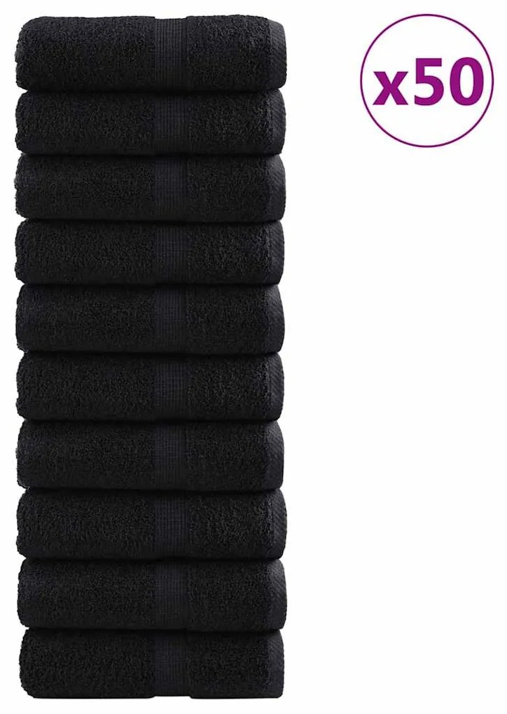 Toalhas de hóspedes 50 pcs Preto 30 x 50 cm Algodão