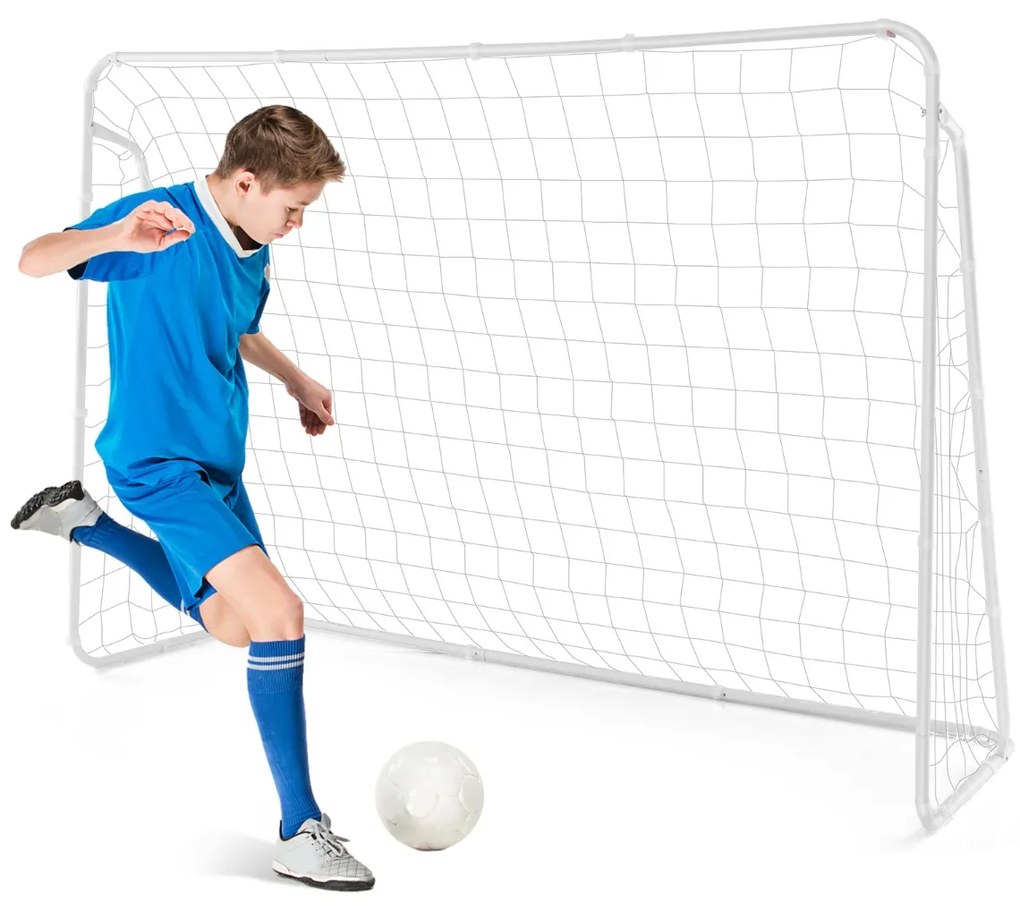 Baliza de futebol para crianças 215 x 152 x 76 cm com Rede de futebol para futebol ao ar livre para crianças branca