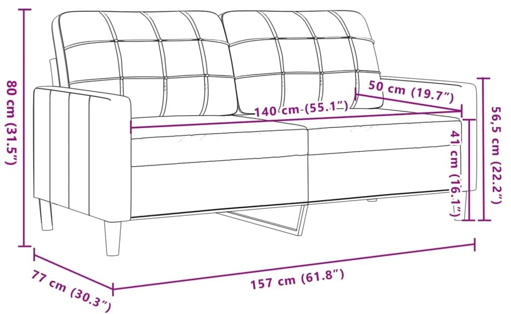 Sofá de 2 lugares veludo 140 cm azul