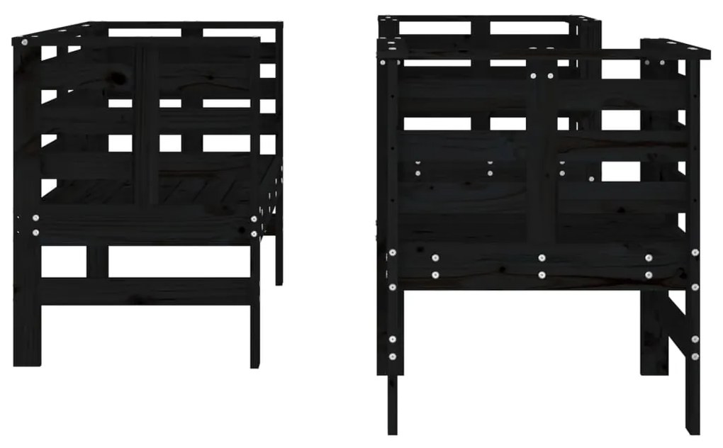 3 pcs conjunto lounge de jardim madeira de pinho maciça preto