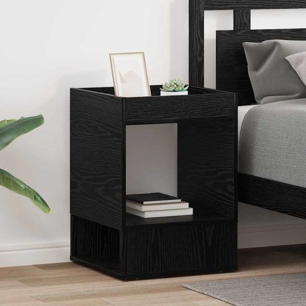 vidaXL Mesa de apoio 2 pcs Carvalho Preto 40 x 40 x 56 cm