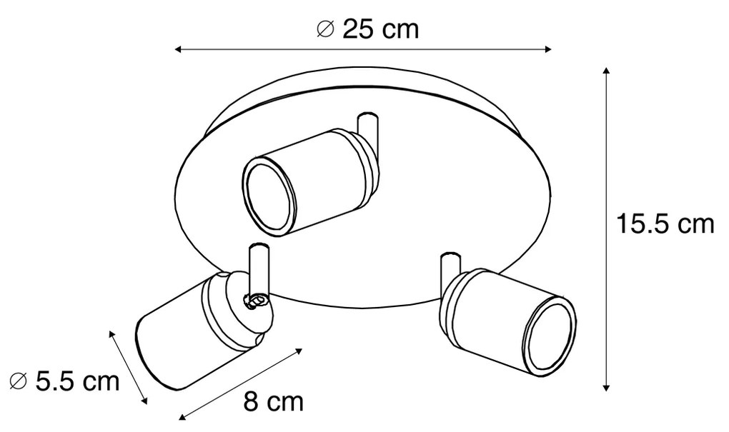Foco de casa de banho moderno branco 3-luzes IP44 - Ducha Moderno
