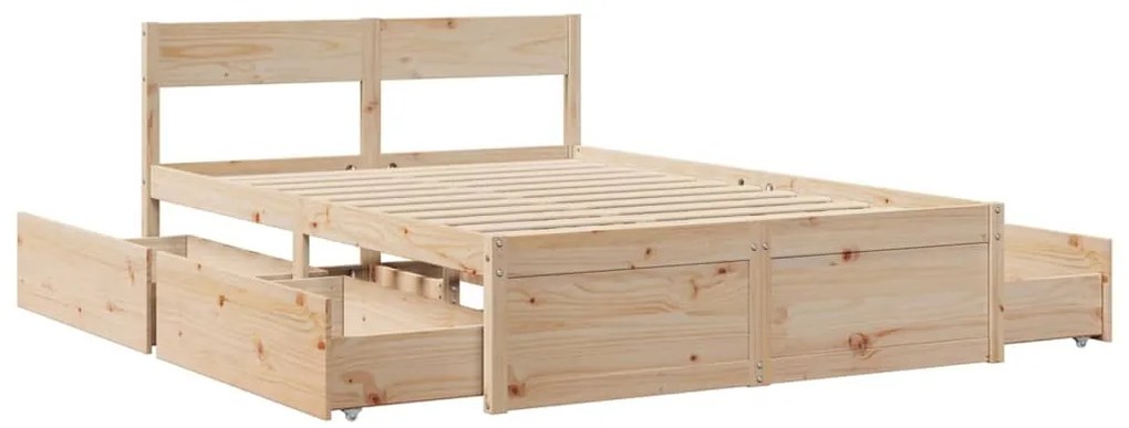 Cama sem colchão 140x190 cm madeira de pinho maciça