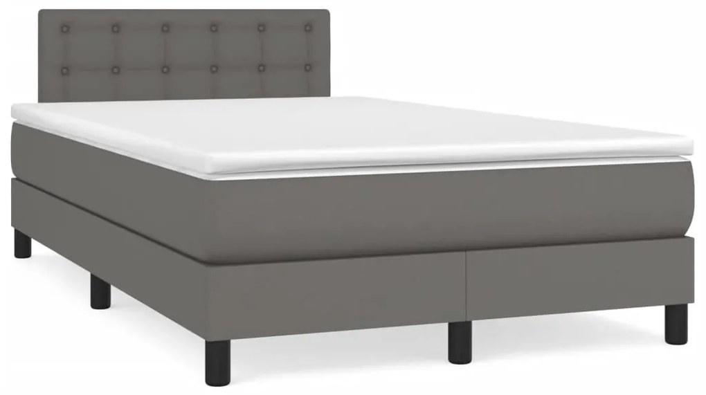 Cama boxspring com colchão 120x190 cm couro artificial cinzento