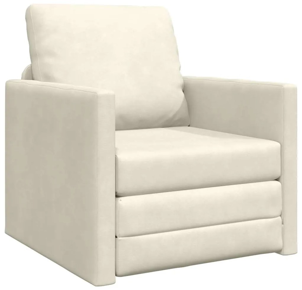 Sofá-cama 2-em-1 Creme 74x77x81 cm Veludo