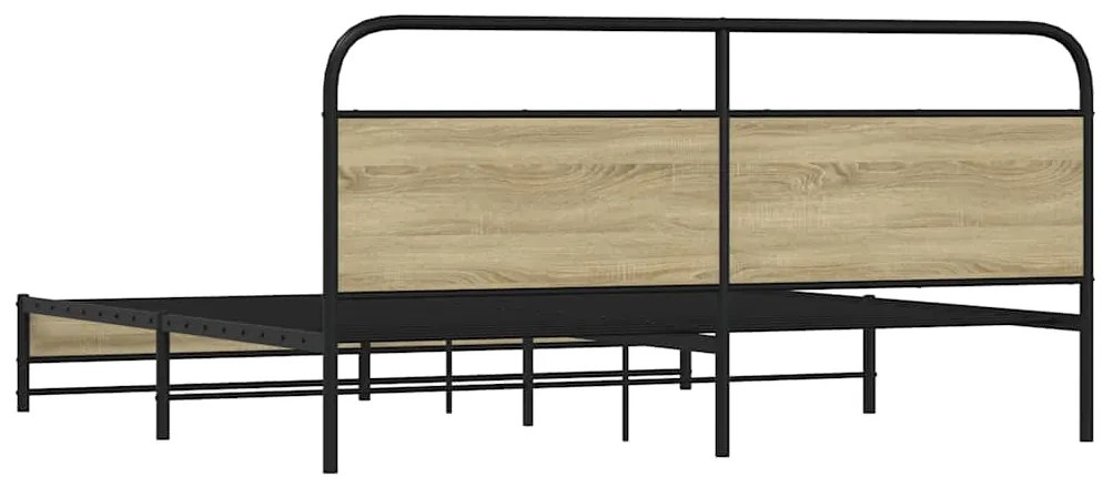 Estrutura de cama sem colchão 180x200cm metal carvalho sonoma