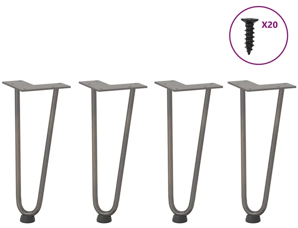 Pernas de grampo para mesa de centro 4 peças Aço natural 30 cm Aço mac