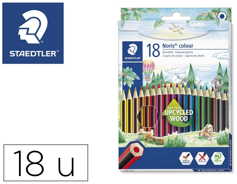 Lápis de Cores Staedtler Wopex Ecologico 18 Cores em Caixa de Cartão