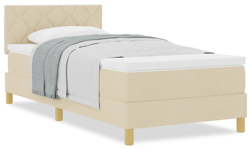 Cama Box Spring com Colchão Creme 90x190 cm Tecido
