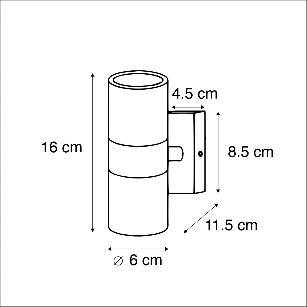 Candeeiro de parede exterior em aço 2 luzes IP44 - Duo Moderno