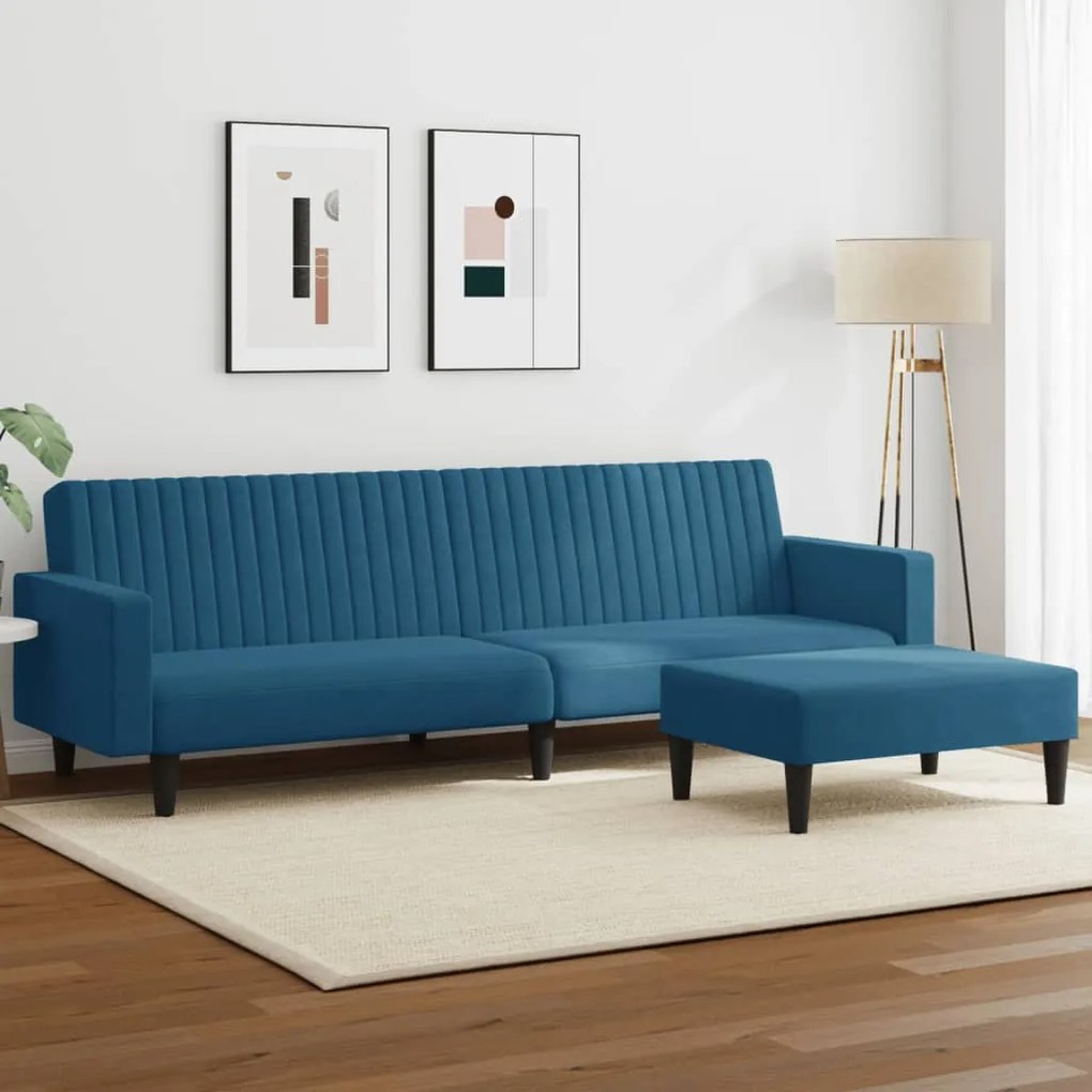 vidaXL 2 pcs conjunto de sofás veludo azul