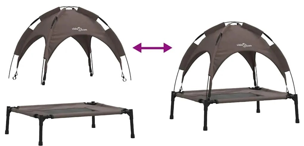 Cama Elevada para Cão Castanha Metal 76 x 62 x 70.5 cm Dobrável