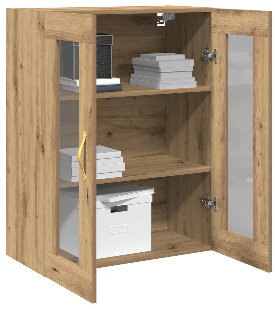 Armário de Parede com Portas de Vidro em Carvalho Artisan 69,5x34x90 c