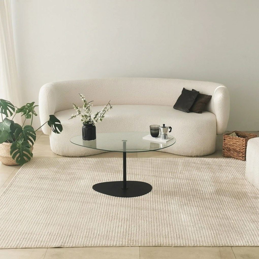 Mesa de Centro Porto – Transparente/Preto – 90x40x60 cm
