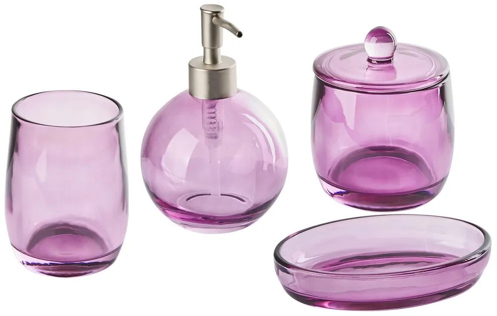 Conjunto de 4 acessórios de casa de banho em vidro violeta ROANA Beliani
