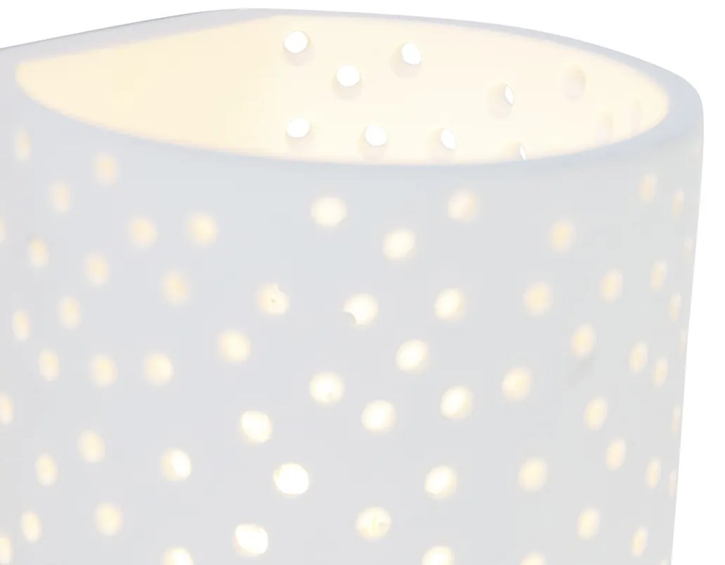 Candeeiro de parede vintage branco em gesso em forma de cilindro - Mahou