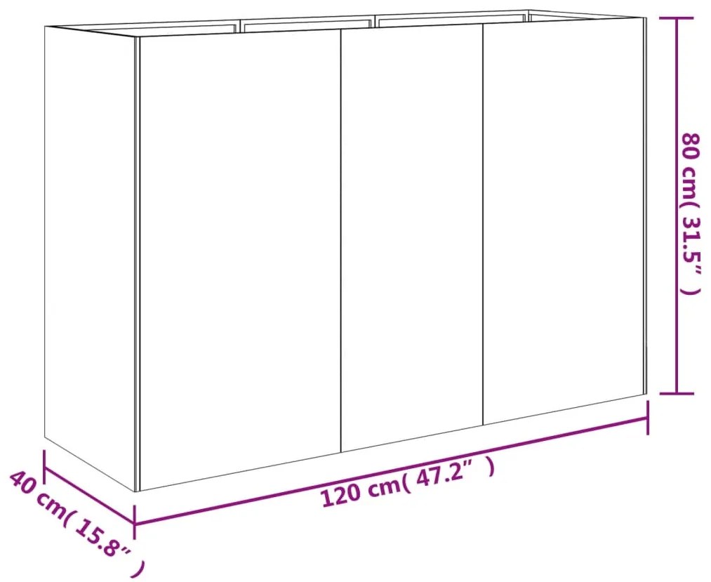 Canteiro elevado de jardim 120x40x80 cm aço corten