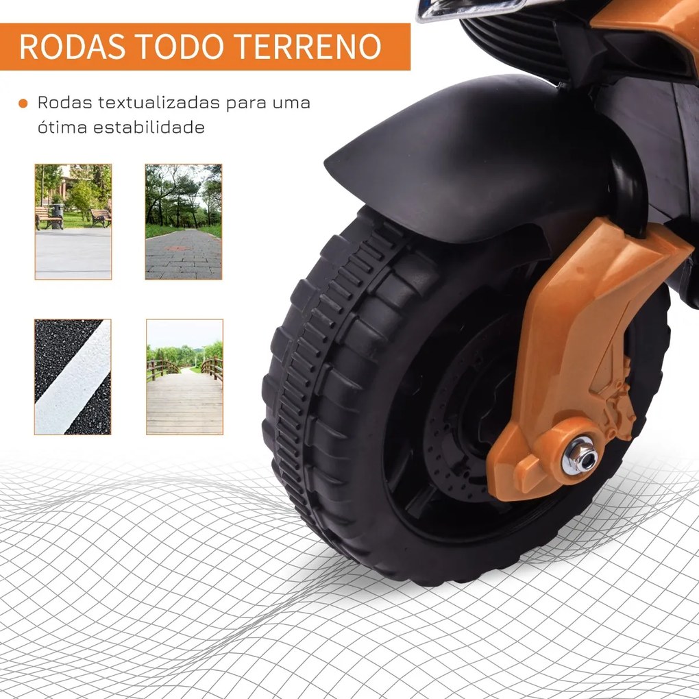 Moto Elétrica para Crianças a partir de 18 Meses 6V com Faróis Buzina 2 Rodas de Equilibrio Velocidade Máx. de 3km/h Motocicleta de Brinquedo 88,5x42,